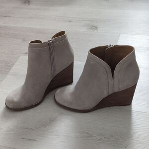Women's Gray Wedge Ankle Boots